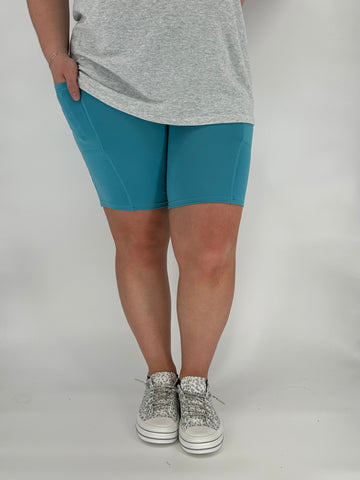 Baby Blue Biker Shorts w/ Pockets