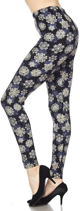 Blue Snowflake Print Blue Leggings