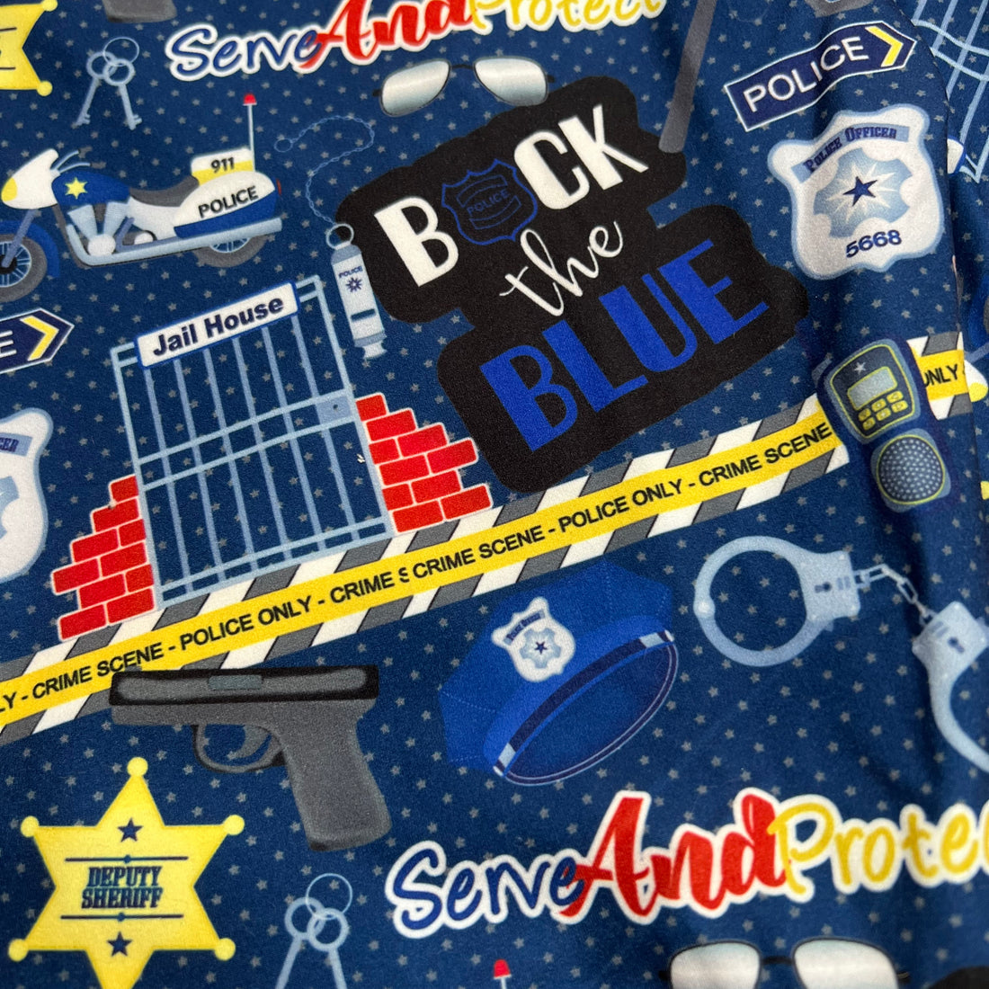 Police Station Law Enforcement Theme Print Kids Blue Leggings