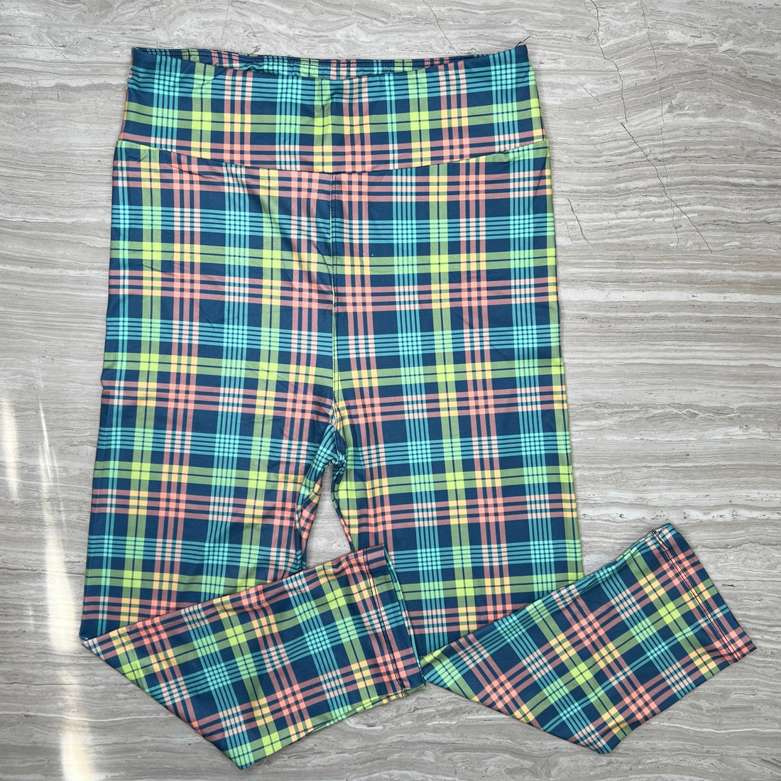 Retro Summer Preppy Plaid Print Capri Leggings