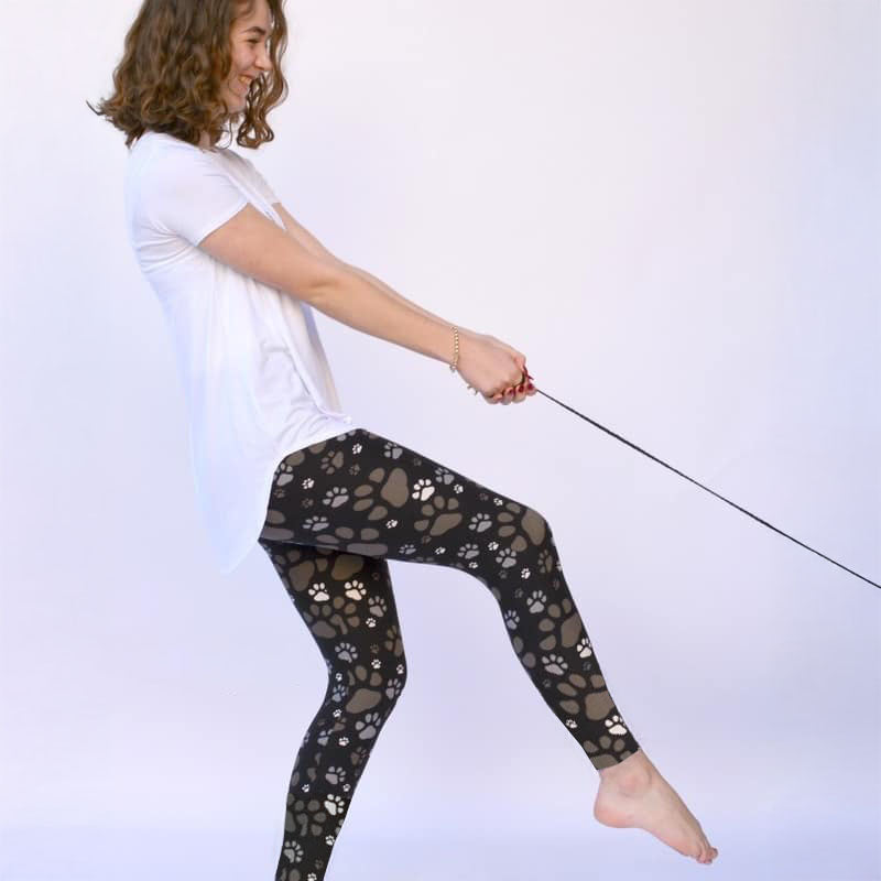 Paw Print Black Leggings - Adult & Kids Sizes