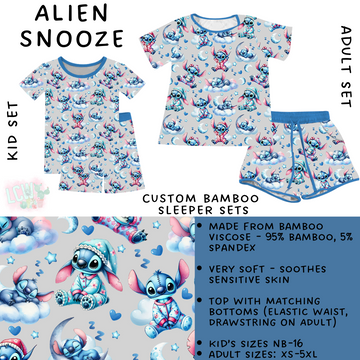 Batch #342 - Family Dreamers - Closes 5/21 - ETA mid July - Alien Snooze Adult & Kid's Bamboo Short Sleeper Set