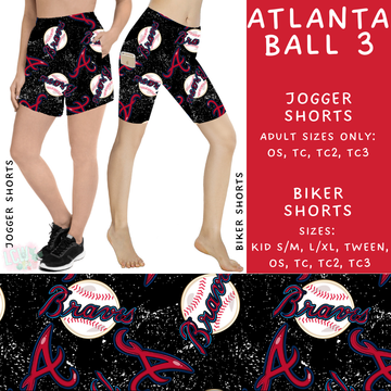 Batch #343 - Home Run Collection - Closes 5/22 - ETA mid July - Atlanta Ball 3 Biker & Jogger Shorts
