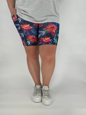 Vibrant Dragonfly Biker Shorts w/ Pockets