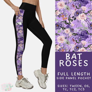 Batch #379 - Halloween Spooky Sets 2 - Closes 7/23 - ETA mid/late Sept - Bat Roses Side Panel Pocket Leggings