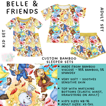Batch #342 - Family Dreamers - Closes 5/21 - ETA mid July - Belle & Friends Adult & Kid's Bamboo Short Sleeper Set