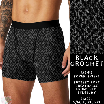 Batch #340 - Comfortable Underwear 4 - Closes 5/16 - ETA early July - Black Crochet Men's Boxer Briefs