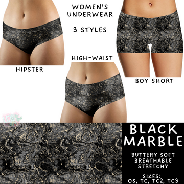 Batch #340 - Comfortable Underwear 4 - Closes 5/16 - ETA early July - Black Marble Women's Underwear