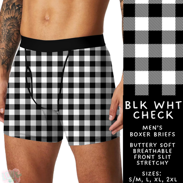 Batch #340 - Comfortable Underwear 4 - Closes 5/16 - ETA early July - Blk Wht Check Men's Boxer Briefs