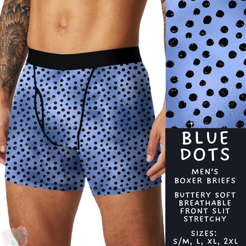 Batch #340 - Comfortable Underwear 4 - Closes 5/16 - ETA early July - Blue Dots Men's Boxer Briefs
