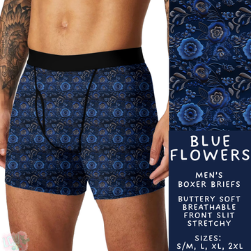 Batch #340 - Comfortable Underwear 4 - Closes 5/16 - ETA early July - Blue Flowers Men's Boxer Briefs