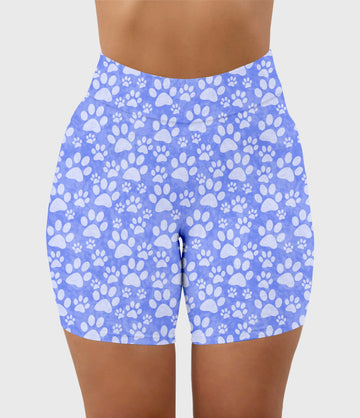 RTS - Blue Paws Biker Shorts w/ Pockets