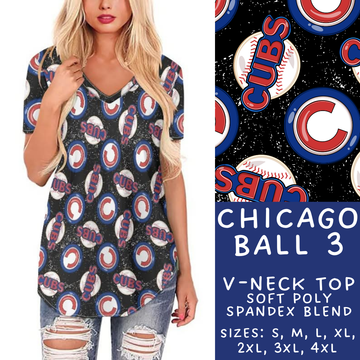 Batch #343 - Home Run Collection - Closes 5/22 - ETA mid July - Chicago Ball 3 V-Neck Tee