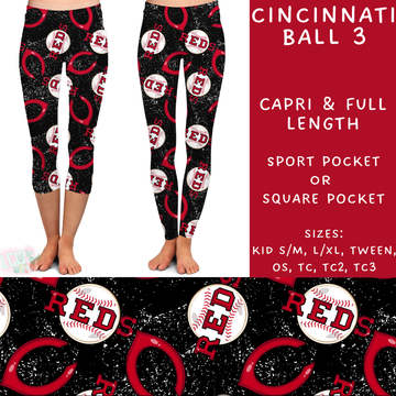 Batch #343 - Home Run Collection - Closes 5/22 - ETA mid July - Cincinnati Ball 3 Full and Capri Length Leggings