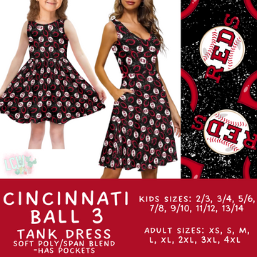 Batch #343 - Home Run Collection - Closes 5/22 - ETA mid July - Cincinnati Ball 3 Women's & Girl's Tank Dress