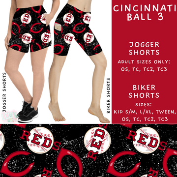 Batch #343 - Home Run Collection - Closes 5/22 - ETA mid July - Cincinnati Ball 3 Biker & Jogger Shorts
