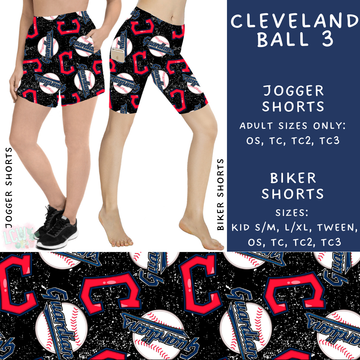 Batch #343 - Home Run Collection - Closes 5/22 - ETA mid July - Cleveland Ball 3 Biker & Jogger Shorts