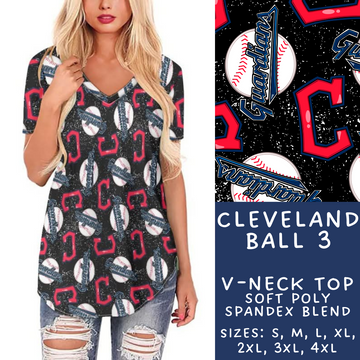 Batch #343 - Home Run Collection - Closes 5/22 - ETA mid July - Cleveland Ball 3 V-Neck Tee