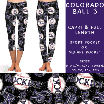 Batch #343 - Home Run Collection - Closes 5/22 - ETA mid July - Colorado Ball 3 Full and Capri Length Leggings