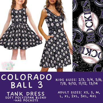 Batch #343 - Home Run Collection - Closes 5/22 - ETA mid July - Colorado Ball 3 Women's & Girl's Tank Dress