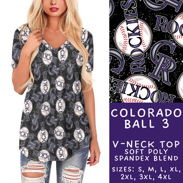 Batch #343 - Home Run Collection - Closes 5/22 - ETA mid July - Colorado Ball 3 V-Neck Tee