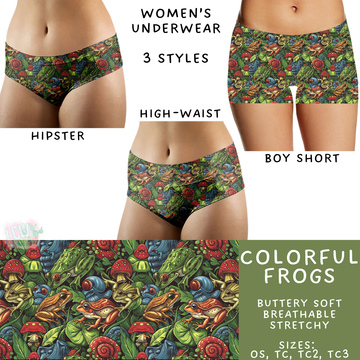 Batch #340 - Comfortable Underwear 4 - Closes 5/16 - ETA early July - Colorful Frogs Women's Underwear