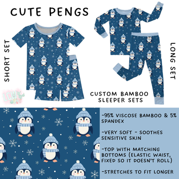 Batch #438 - Little Dreamers Christmas 2 - Closes 10/29 - ETA early Dec - Cute Pengs Bamboo Short and Long Sleeper Set