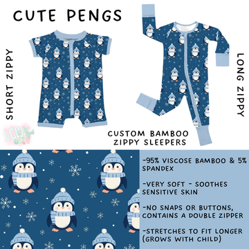Batch #438 - Little Dreamers Christmas 2 - Closes 10/29 - ETA early Dec - Cute Pengs Short and Long Zippy Sleeper