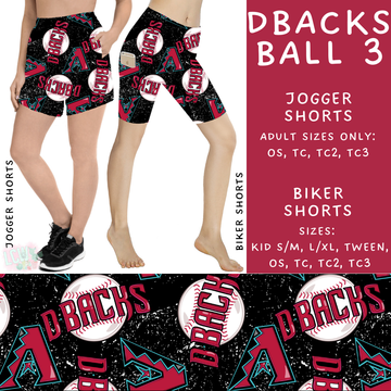 Batch #343 - Home Run Collection - Closes 5/22 - ETA mid July - DBacks Ball 3 Biker & Jogger Shorts