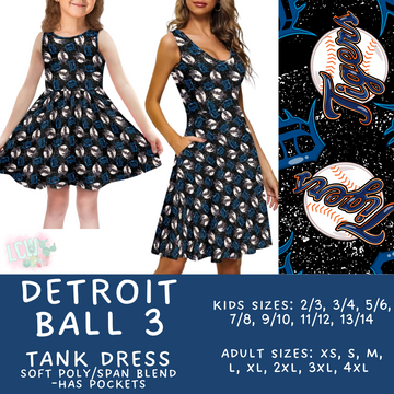 Batch #343 - Home Run Collection - Closes 5/22 - ETA mid July - Detroit Ball 3 Women's & Girl's Tank Dress