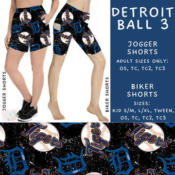 Batch #343 - Home Run Collection - Closes 5/22 - ETA mid July - Detroit Ball 3 Biker & Jogger Shorts