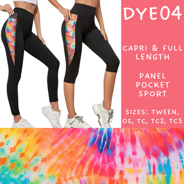 Batch #341 - Tie Dye Collection - Closes 5/19 - ETA early July - DYE04 Panel Pocket Full and Capri Length Leggings