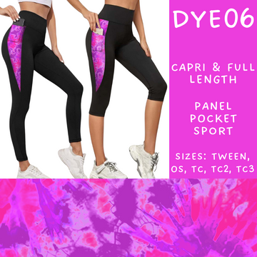 Batch #341 - Tie Dye Collection - Closes 5/19 - ETA early July - DYE06 Panel Pocket Full and Capri Length Leggings