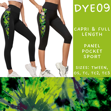 Batch #341 - Tie Dye Collection - Closes 5/19 - ETA early July - DYE09 Panel Pocket Full and Capri Length Leggings