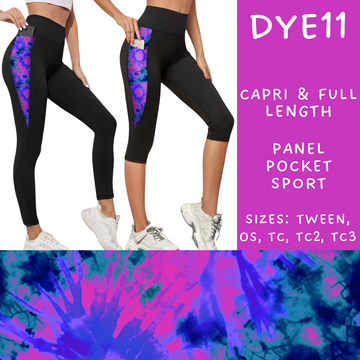 Batch #341 - Tie Dye Collection - Closes 5/19 - ETA early July - DYE11 Panel Pocket Full and Capri Length Leggings