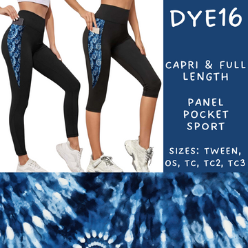 Batch #341 - Tie Dye Collection - Closes 5/19 - ETA early July - DYE16 Panel Pocket Full and Capri Length Leggings
