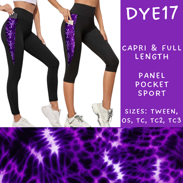 Batch #341 - Tie Dye Collection - Closes 5/19 - ETA early July - DYE17 Panel Pocket Full and Capri Length Leggings