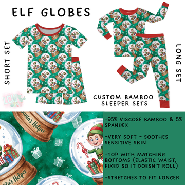 Batch #438 - Little Dreamers Christmas 2 - Closes 10/29 - ETA early Dec - Elf Globes Bamboo Short and Long Sleeper Set