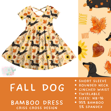 Ready to Ship - Fall Dog Criss-Cross Bamboo Dress - 5T