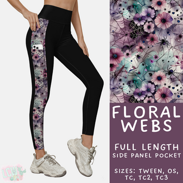 Ready to Ship - Floral Webs Side Panel Pocket Leggings - TC
