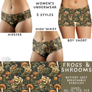 Batch #340 - Comfortable Underwear 4 - Closes 5/16 - ETA early July - Frogs & Shrooms Women's Underwear