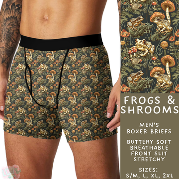 Batch #340 - Comfortable Underwear 4 - Closes 5/16 - ETA early July - Frogs & Shrooms Men's Boxer Briefs