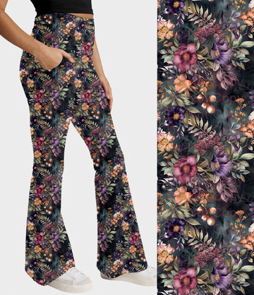 RTS - Fantasy Blooms Flare Leggings w/ Pockets