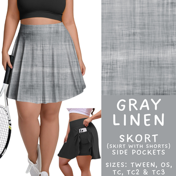 Batch #349 - Linen Collection - Closes 6/2 - ETA late July - Gray Linen Skort