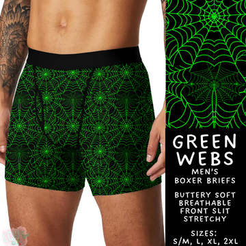 Ready To Ship - Green Webs Men's Boxer Briefs - L & XL
