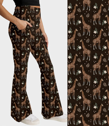RTS - Giraffe Flare Leggings w/ Pockets