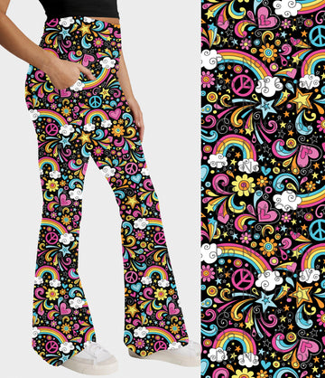 RTS - Groovy Rainbow Flare Leggings w/ Pockets
