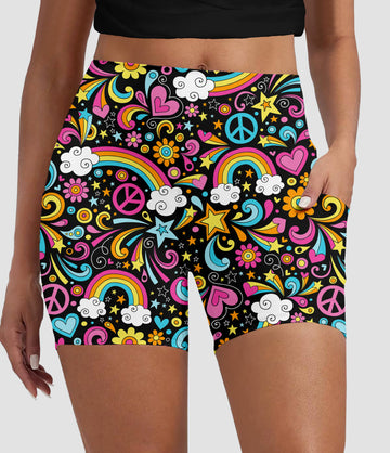 RTS - Groovy Rainbow Biker Shorts w/ Pockets