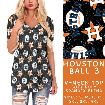 Batch #343 - Home Run Collection - Closes 5/22 - ETA mid July - Houston Ball 3 V-Neck Tee