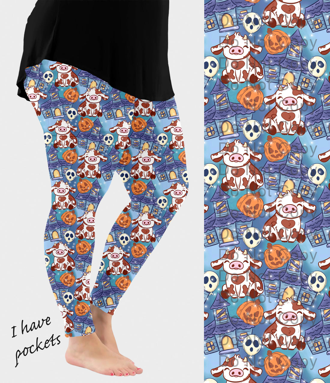 RTS - Haunted Cow Leggings w/ Pockets